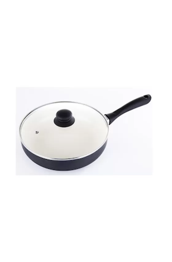 TESTA Deep Frying Pan Pressed Ceramic coating, with glass lid