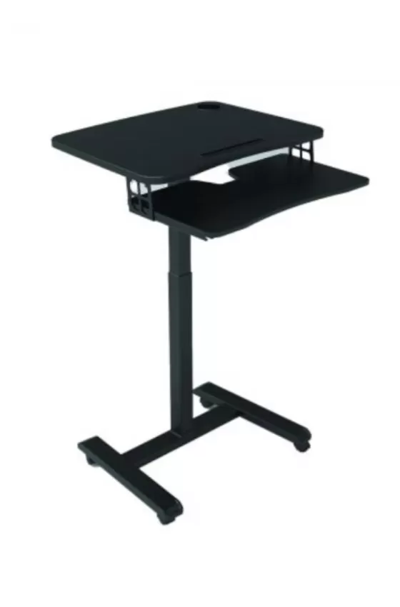 Conqueror Moveable Stand Desk Mount with Speech Table and Keyboard Tray Black