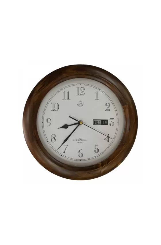Woodpecker Quartz Analog Round Wall Clock with Calendar 28cm Diameter 