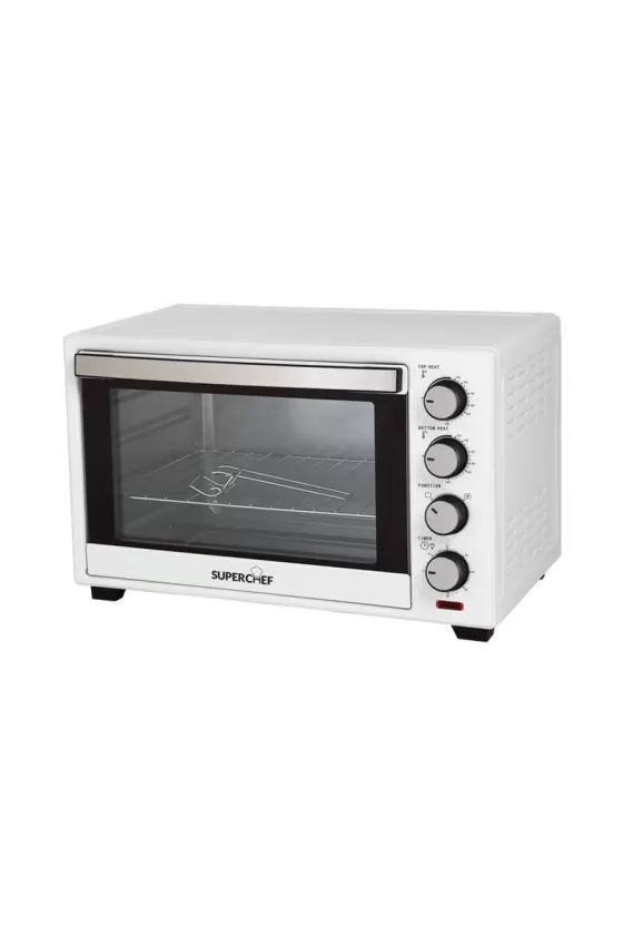 Super Chef Electric Oven 48L Double Glass W/Fan - White