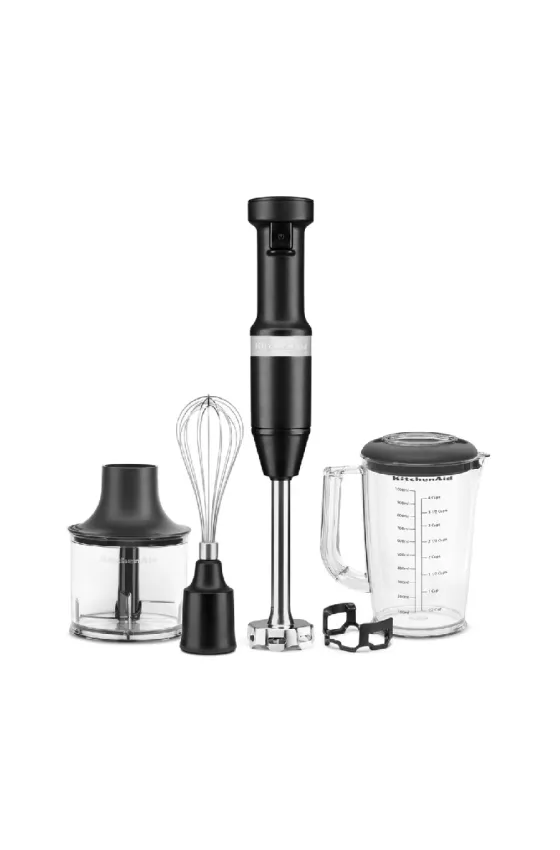 KitchenAid Variable Speed Corded Hand Blender with Accessories - Black Matte